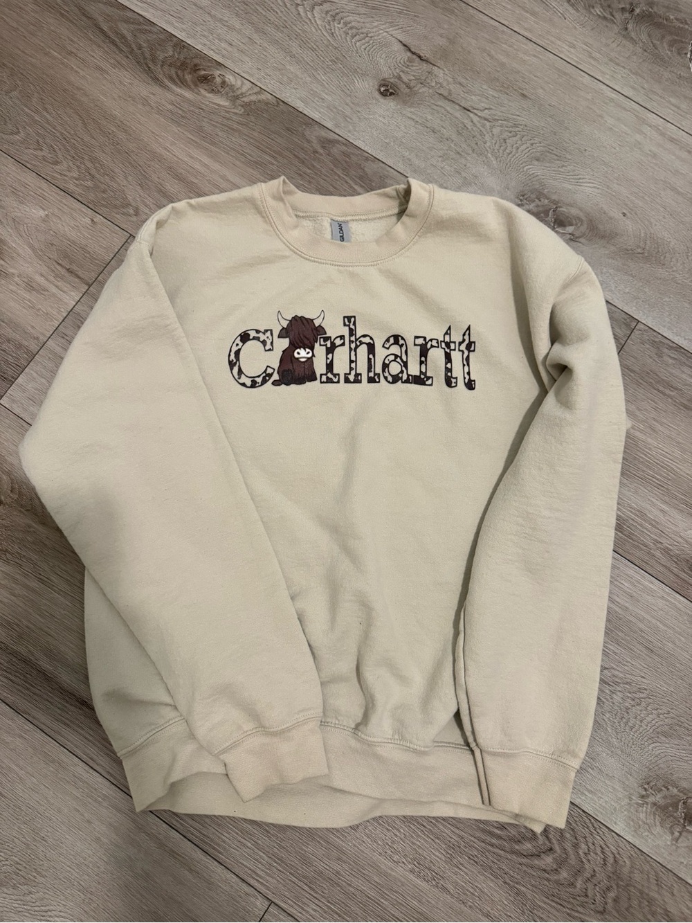 Women's Cream Crewneck with Brown Logo
